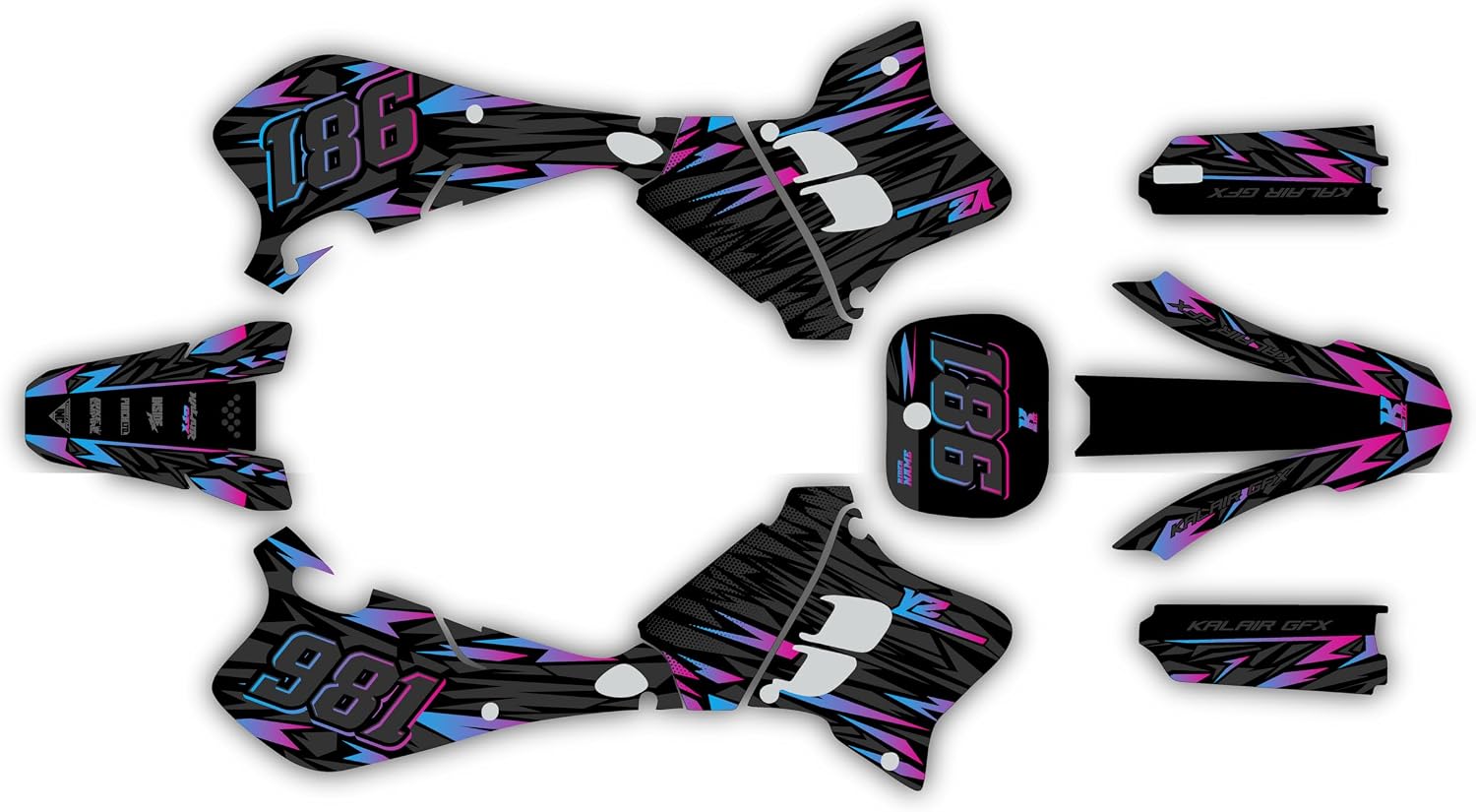 Graphics Kit for Yamaha YZ125 / YZ250 (1993-1995) TWITCH Series Magenta 16 Mil - Dirt pit bike motorcycle stickers, dirtbike racing automotive decal motocross accessories no-plastics