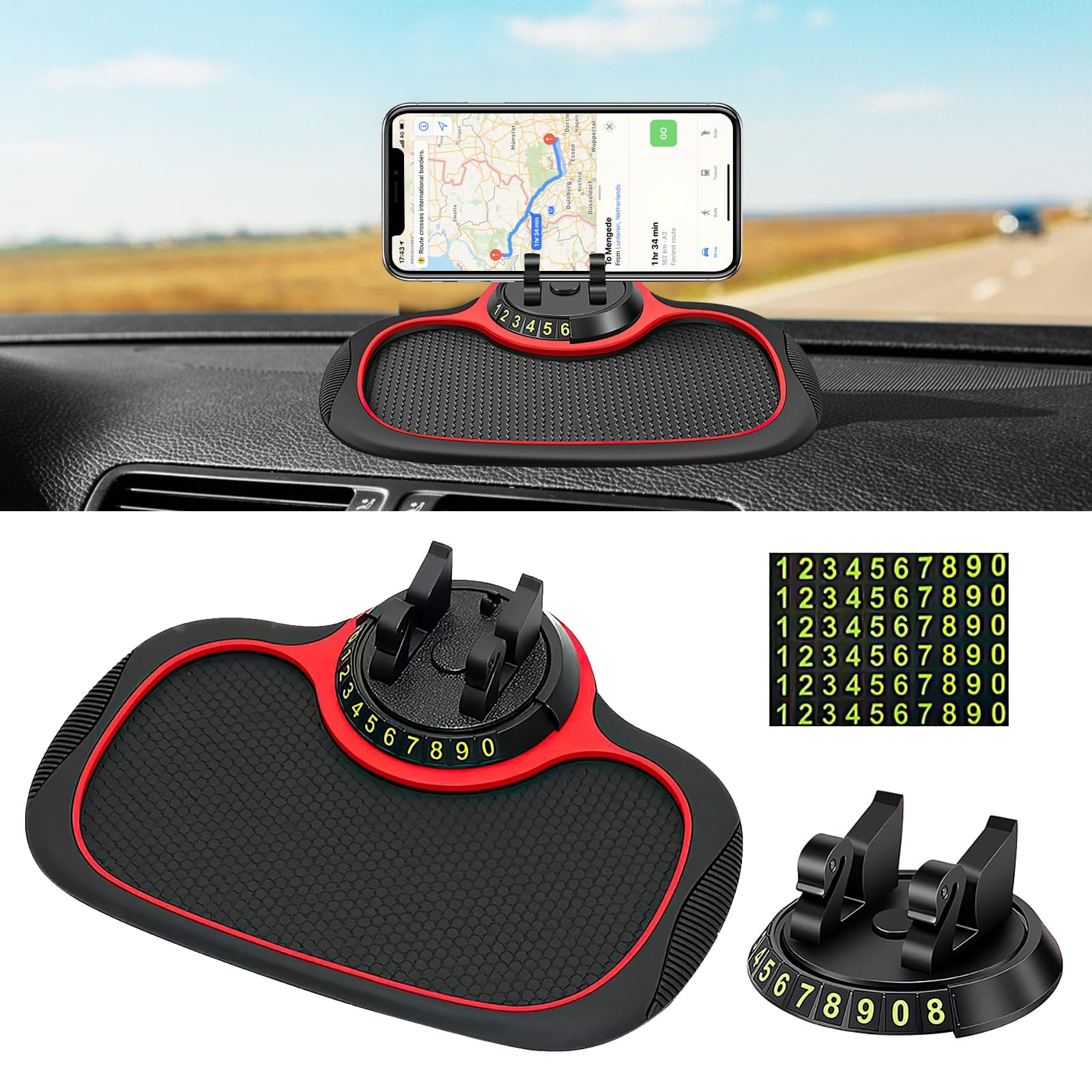 SI SEN Auto Handyhalter Mit Rutschschutzmatte - 360° Drehbar Multifunktion