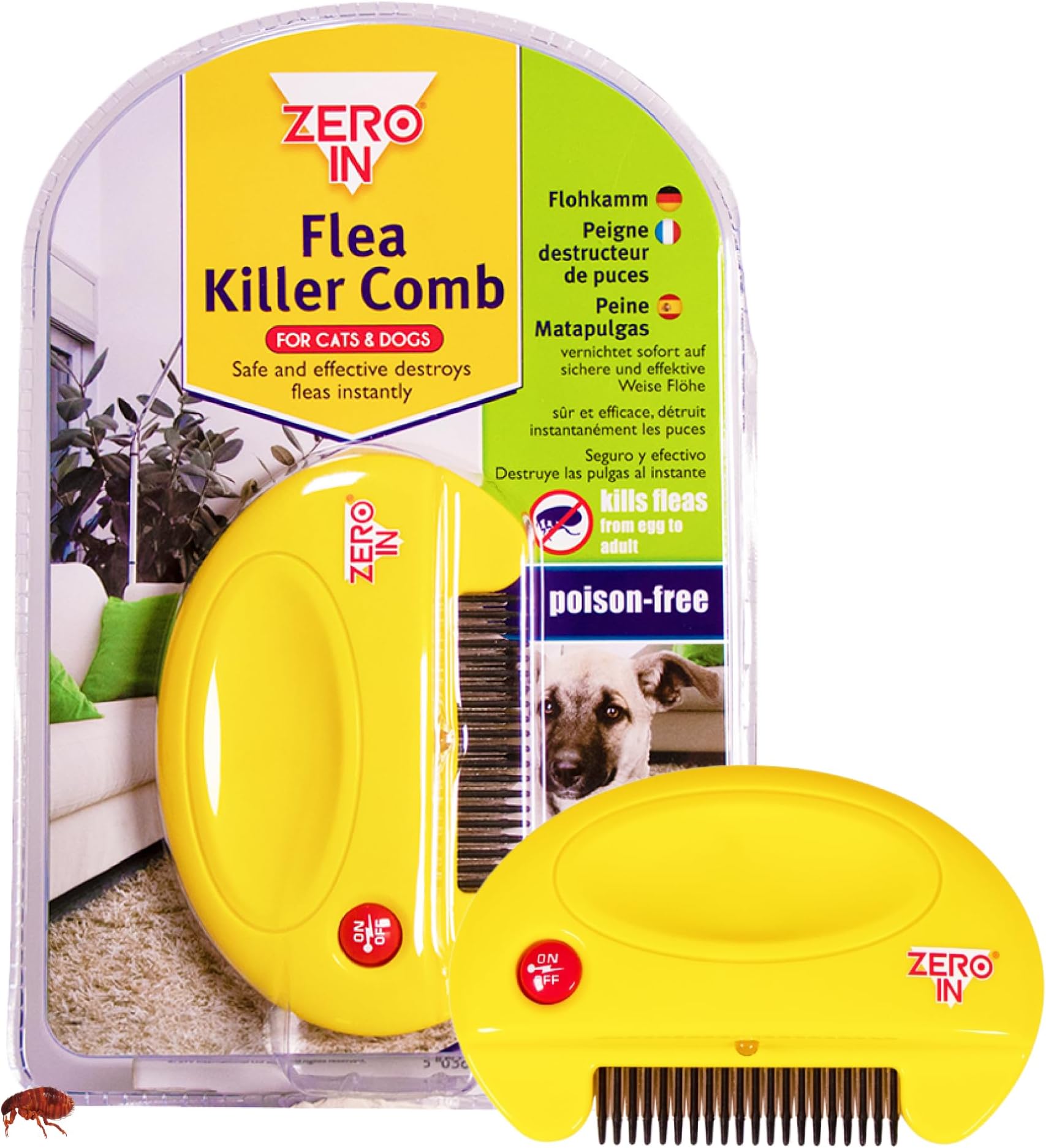 Flea Killer Comb. Poison-Free, Electric Flea and Tick Comb Treatment for Use on Cats, Dogs and Pets with Fur