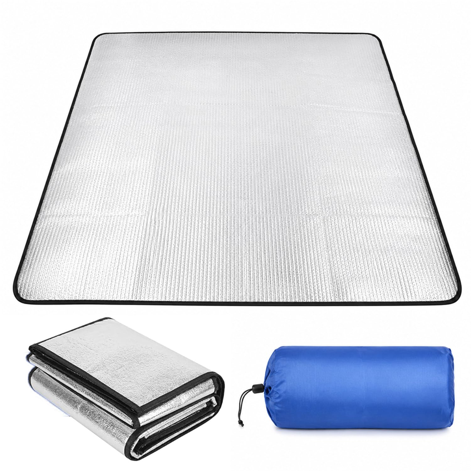 Alu Isomatte Schaummatten 200x200cm, Isolierdecke Faltbare Zeltmatte, Matte aus Aluminiumfolie Bodenmatte Wasserdicht & Isolierend für Zelt, Picknick, Strand & Yoga