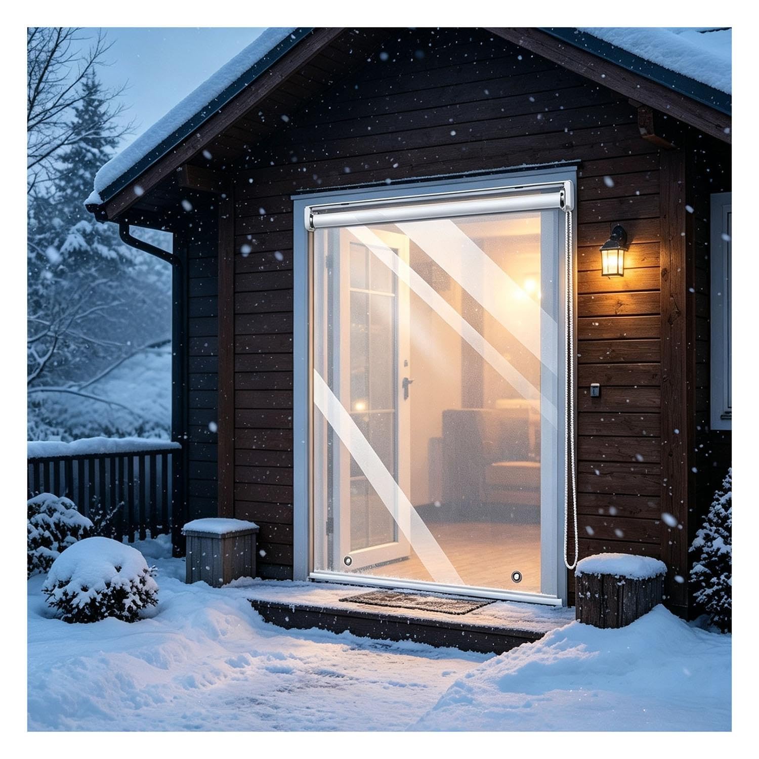 Estor Enrollable Transparente Impermeable 50-160cm, Cortinas de Invierno