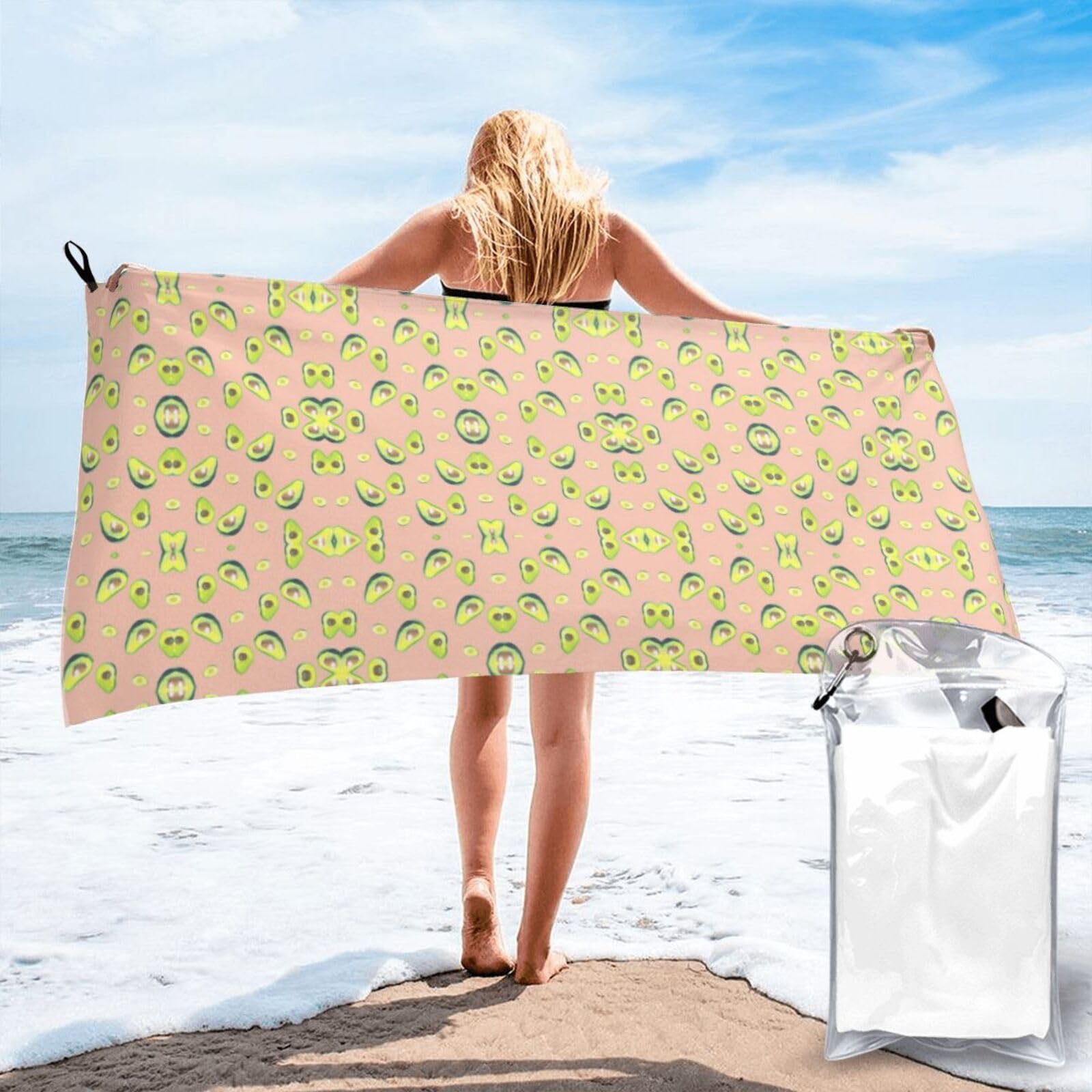 FHIZOAL Many Avocado Images Quick Dry Towel Microfibre Towel Super Absorbent Ultra Compact Gym Sports Beach Camping Travel