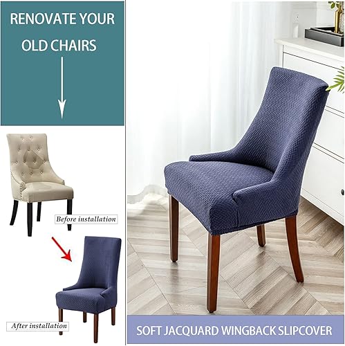 Miniatura 5 de XUANZYANG Fundas elásticas diagonales para sillas con respaldo de ala, funda protectora reutilizable para silla de brazo, fundas protectoras para