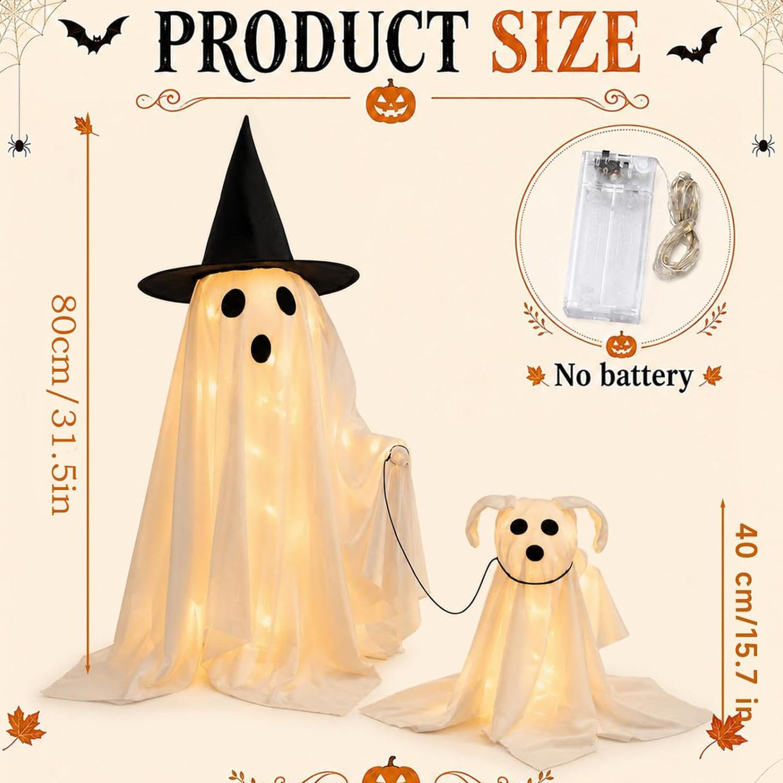 Halloween duch świecący duch spacerujący pies nawiedzony dom figurki