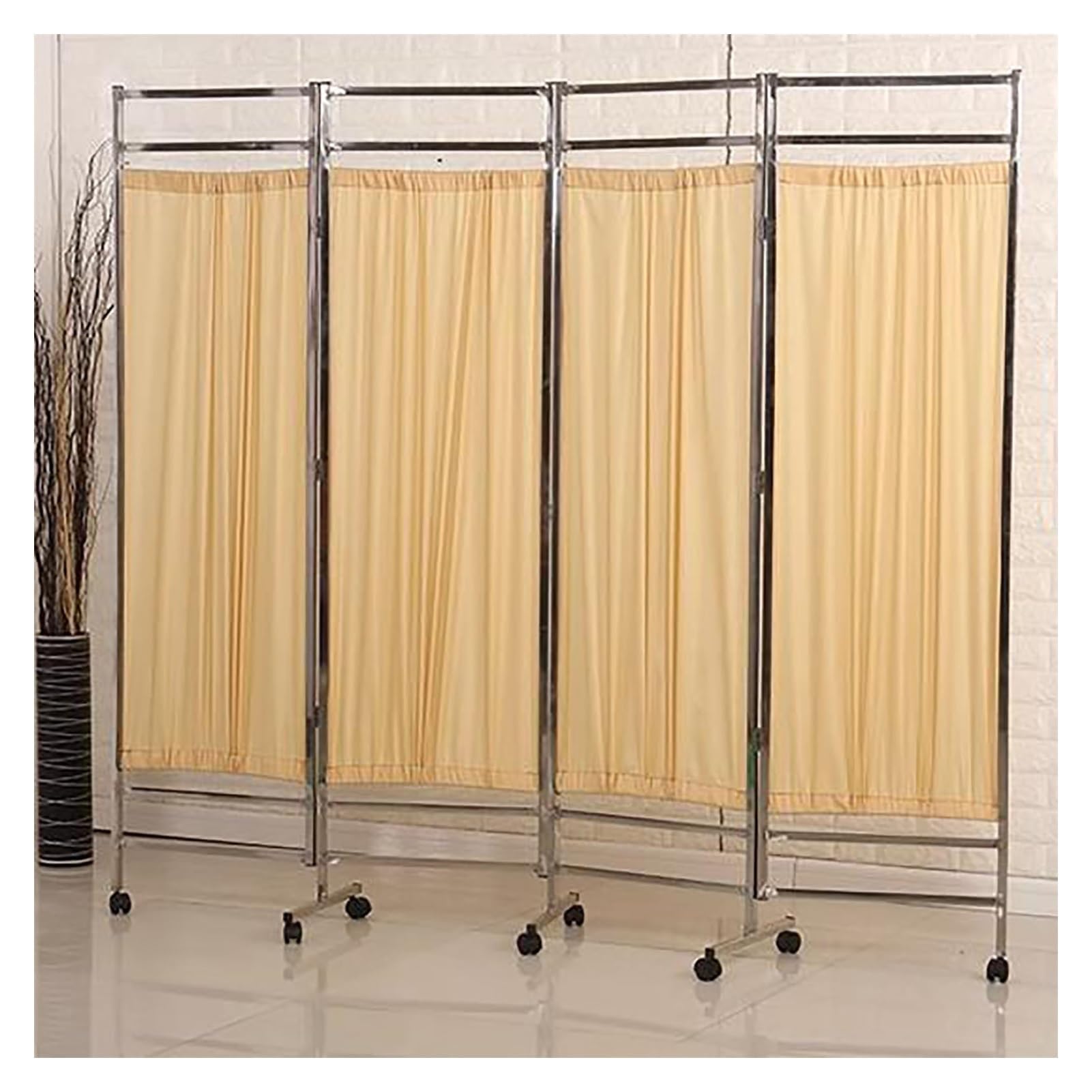 Paravent médical enroulable marron à 4 panneaux pliables de 180 cm de haut pour clinique