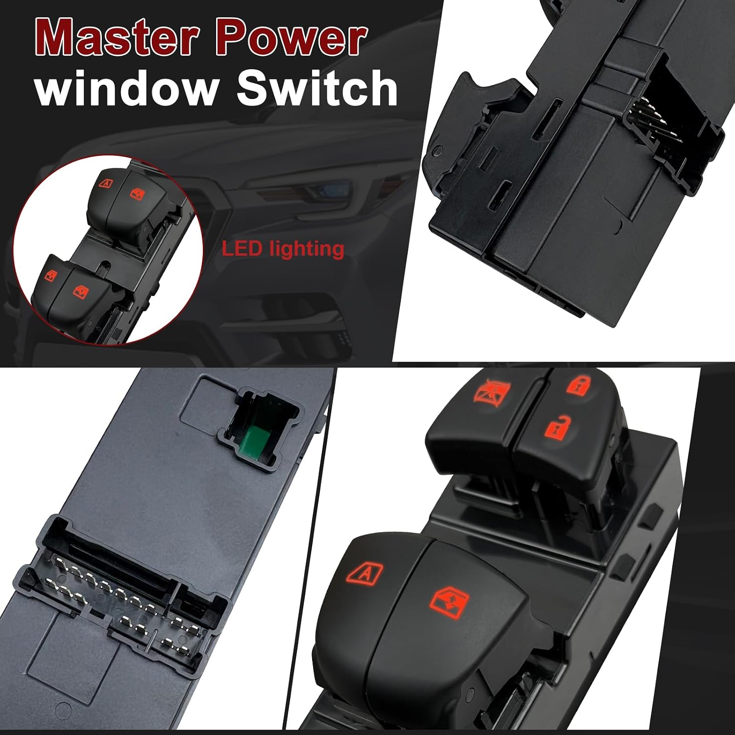 Driver-Side Window Switch - 25401-6LA0A - Fits 20-23 Nissan Sentra 2.0L (16-Pin, Orange LED) - W/Tool, 1-Year Warranty