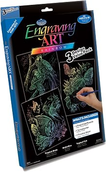 Royal & Langnickel Royal and Langnickel Engraving Art 3 Design Value Pack, Rainbow