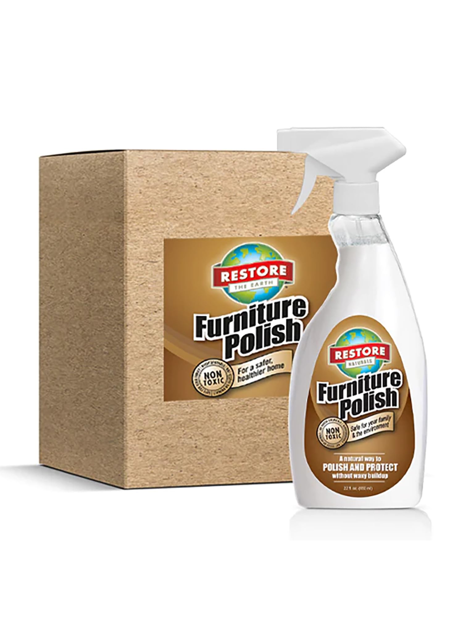 Restore Naturals Furniture Polish for Finished Wood, Metal, Plastic, Furniture Polish Restorer, Dust Repellent - 22 fl. oz. - 6 Pack