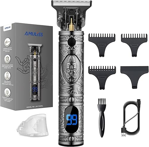 Miniatura 7 de AMULISS Cortadora de pelo profesional para hombre, cortadora de pelo inalámbrica sin huecos, kit profesional de corte de pelo y aseo para hombres,