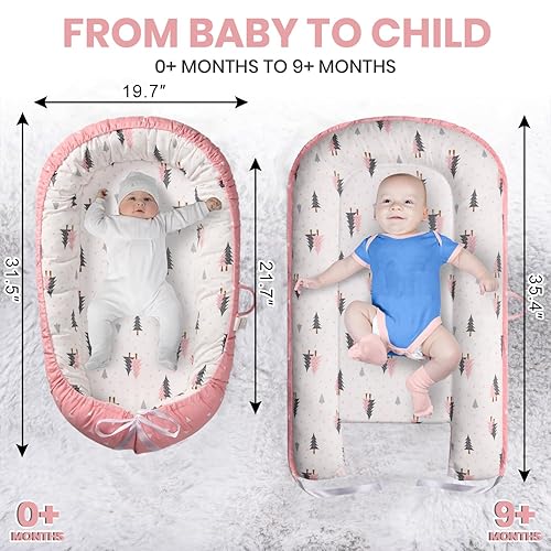 Miniatura 6 de Totsi Juego de tumbona para bebé  Nido de bebé ultrasuave con manta  Tumbona infantil lavable a máquina de 0 a 24 meses  Nido infantil ajustable