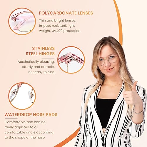 Miniatura 4 de racico Lentes de bloqueo de luz azul para computadora paquete de 3 lentes de luz azul para hombres y mujeres lentes de juego transparentes