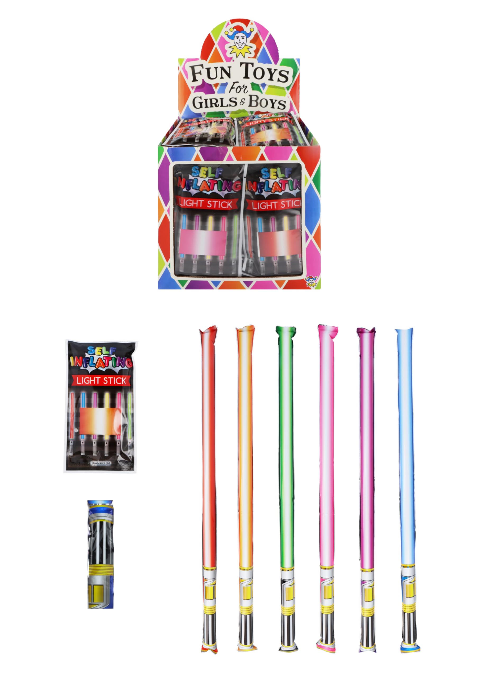 HENBRANDT Inflatable Self Inflating Light Stick Sabers Space Wars Star Galaxy Toys Fancy Dress Accessory Party Decoration Party Bag Fillers Favours Boys and Girls