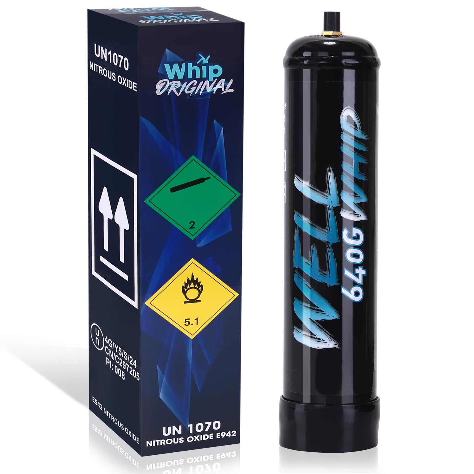 Whipped Cream Charger Nitrous Oxide Tank 1L 640g N2O Whip Cream Charger - 1 Pack