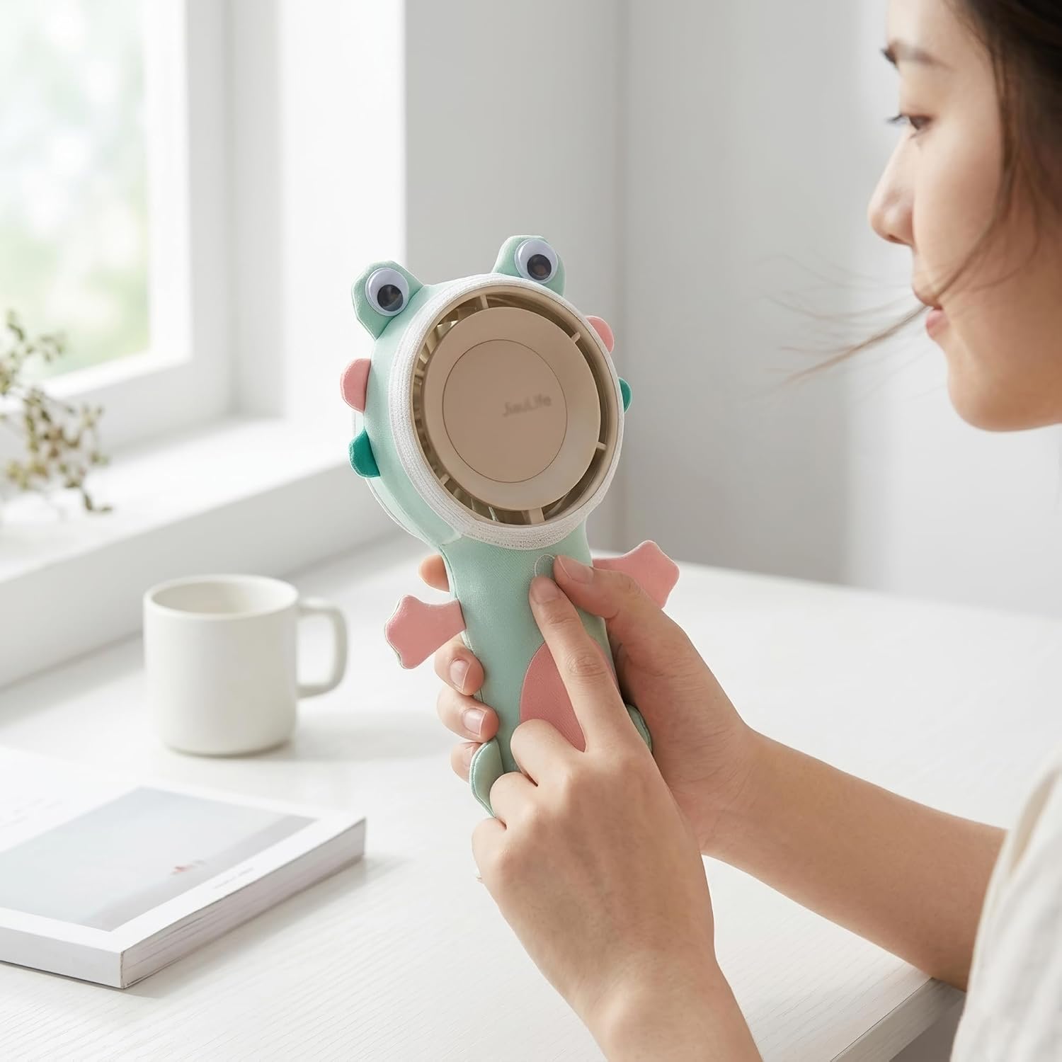 Frog Monster Decorative Cover Compatible with Jisulife Handheld Portable Turbo Fan, Cute Animal Fan Attachment for Outdoor Travel Desk Decoration