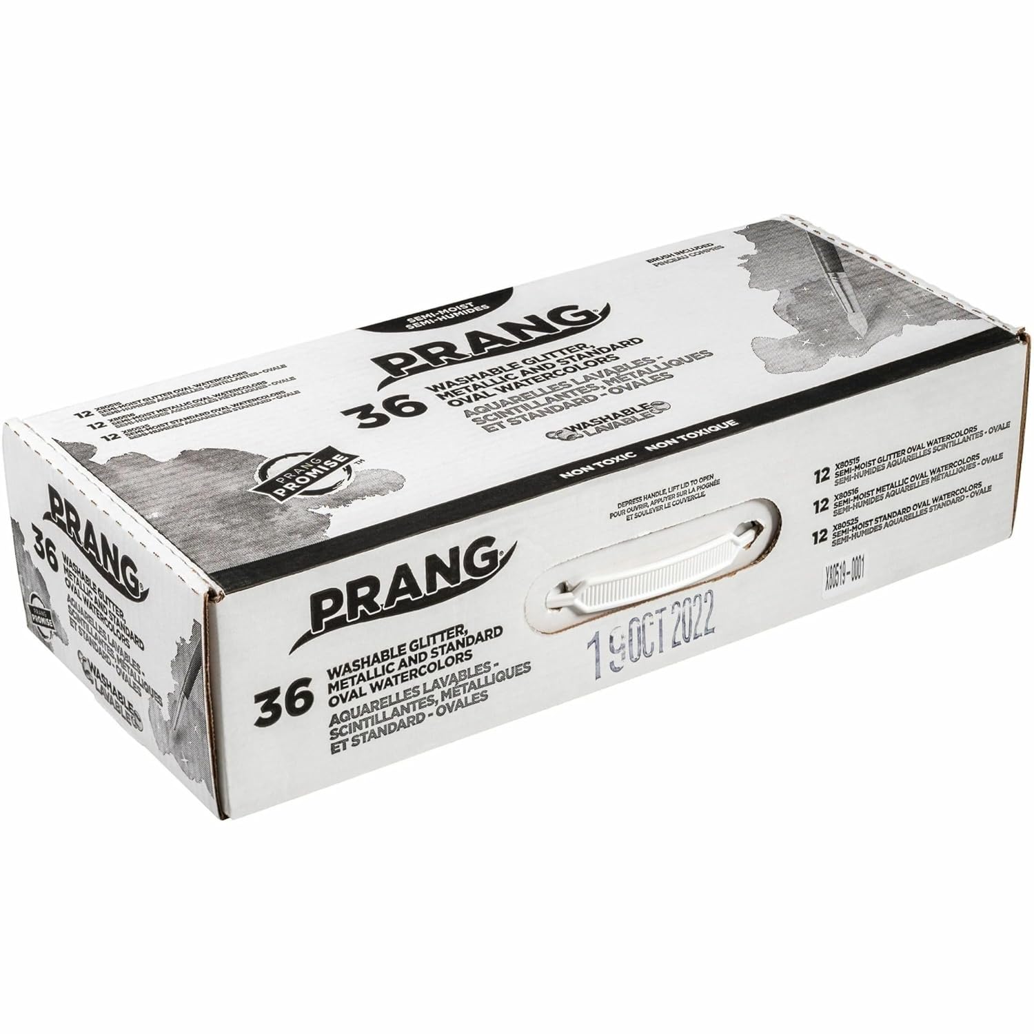 Prang Classroom Master Pack- Watercolor Paint Sets, 12 Each: 8-Color Basic Sets, 8-Color Glitter Sets, 8-Color Metallic Sets, 36 Sets Total (80519), Black,Blue,Dark Blue,Green,Orange,Silver,Turquoise, 36 Piece Set