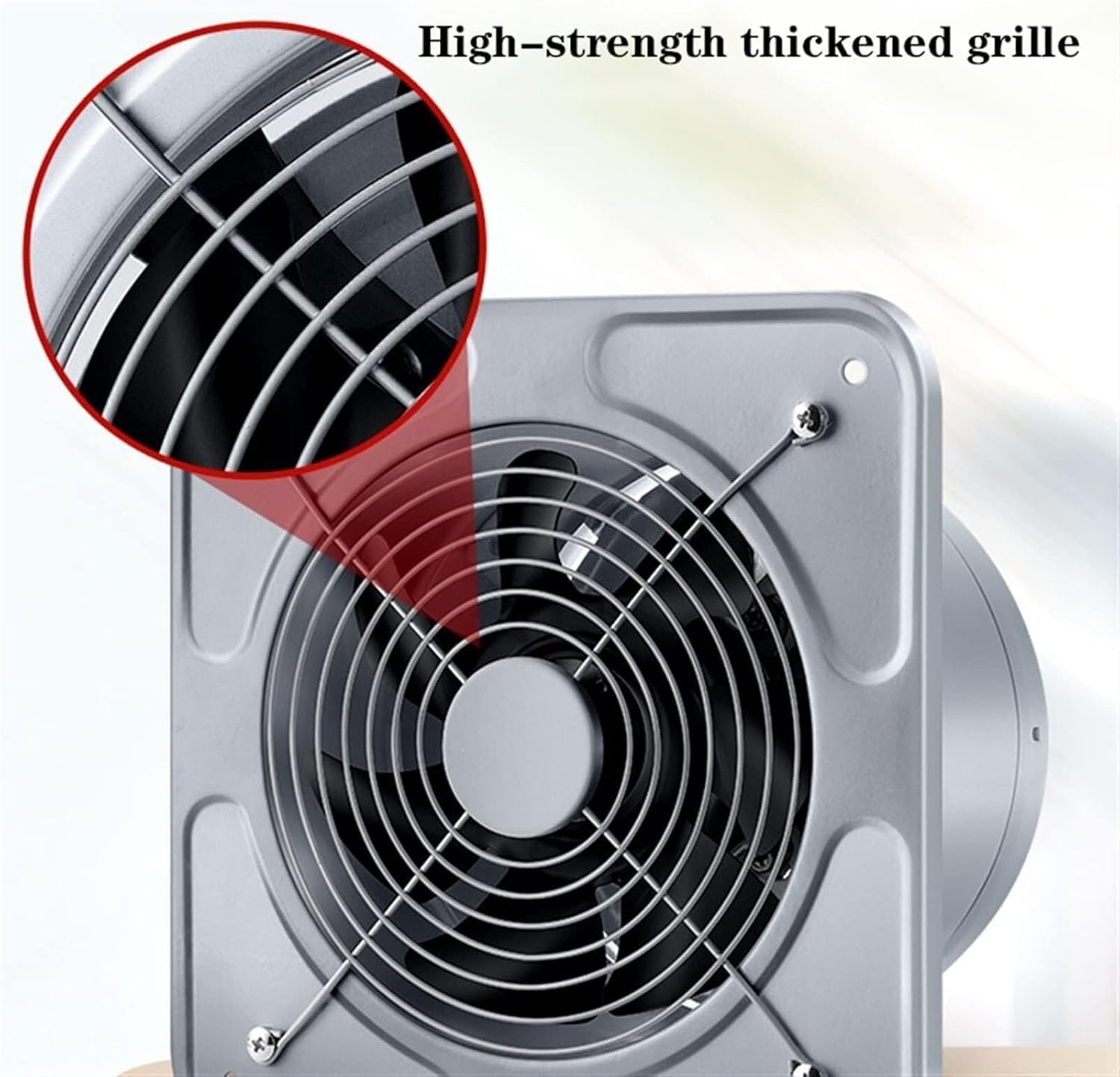 10-Inch Wall-Mounted Metal Exhaust Fan with Check Valve, Protective Mesh Cover, Low Noise Ventilation for Kitchen & Bathroom(6inch)