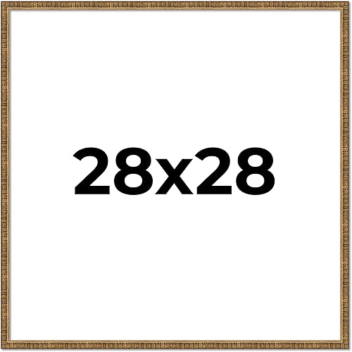 Marco Kingsley dorado de 28 x 28 pulgadas, marco de madera maciza envejecida, ancho de 0.75 pulgadas  Profundidad del marco interior de 0.5 pulgadas
