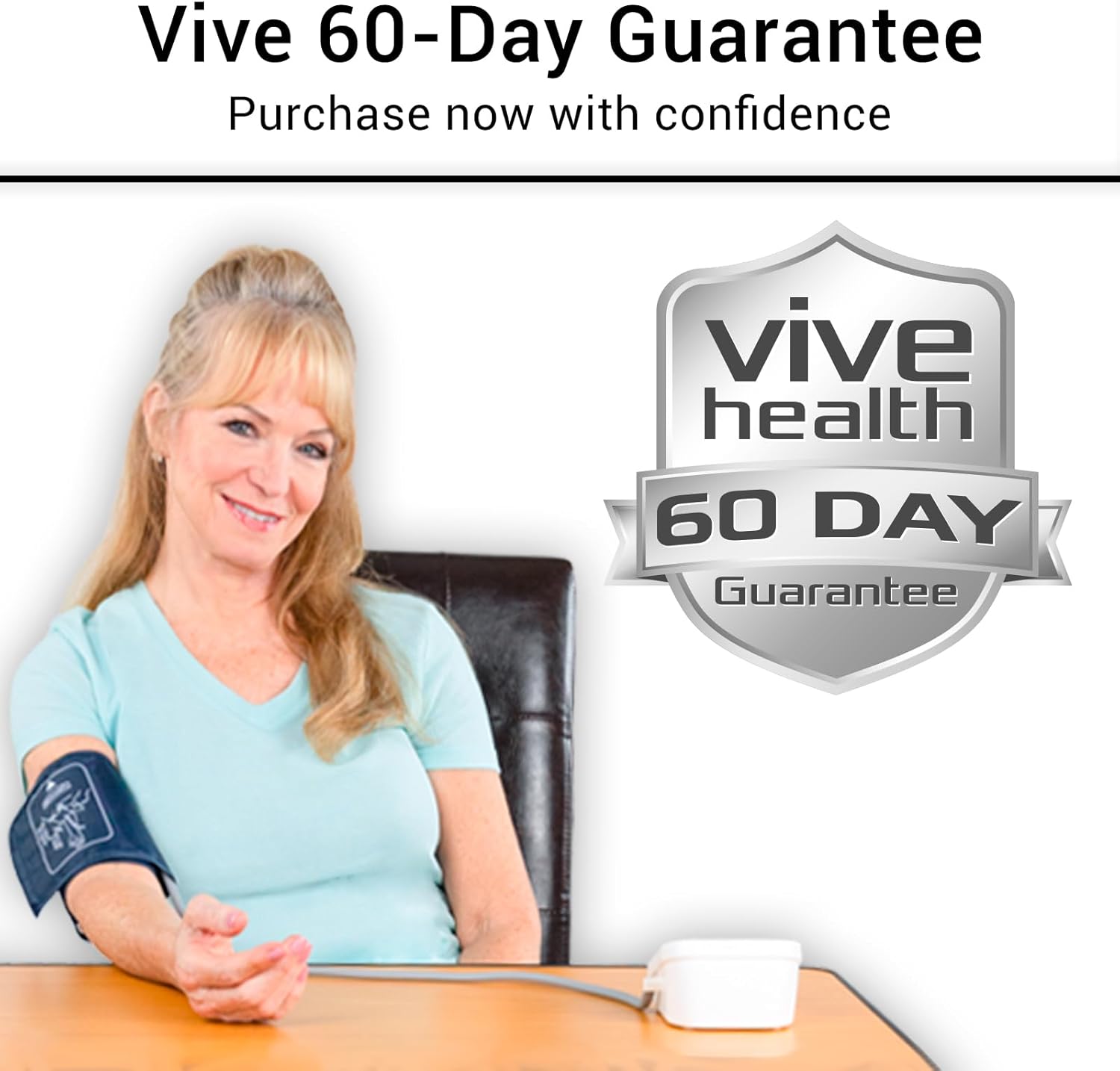 Vive Blood Pressure Monitor for Home Use – Digital Automatic Upper Arm BP Machine with Cuff, Accurate Blood Pressure and Heart Rate Monitor, Large Adjustable Cuff, Easy One-Touch Operation