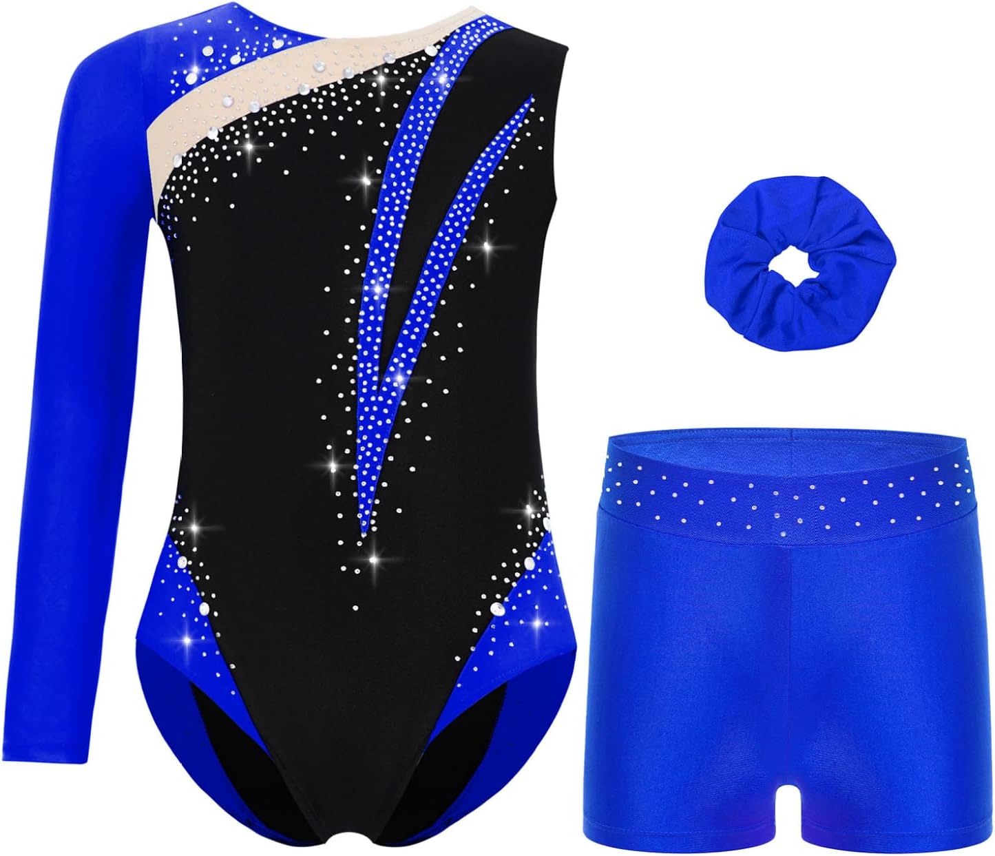 Gymnastic Bodysuit for Girls Asymmetrical Leotard Tank Ballet Dance Unitard Biketards with Short Dancewear