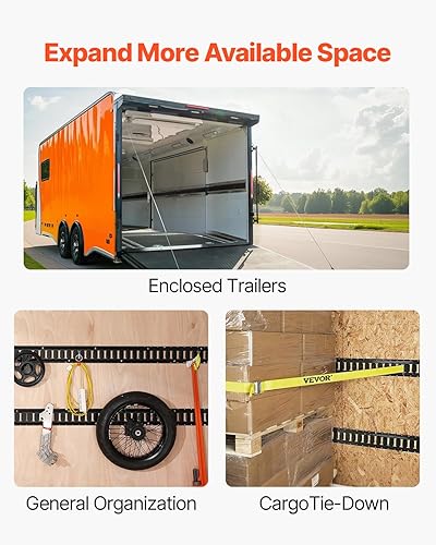Miniatura 6 de VEVOR Riel de amarre E-Track, rieles de acero de 5 pies, 4 piezas, ranuras estándar de 1 pulgada x 2.5 pulgadas compatibles con juntas tóricas y