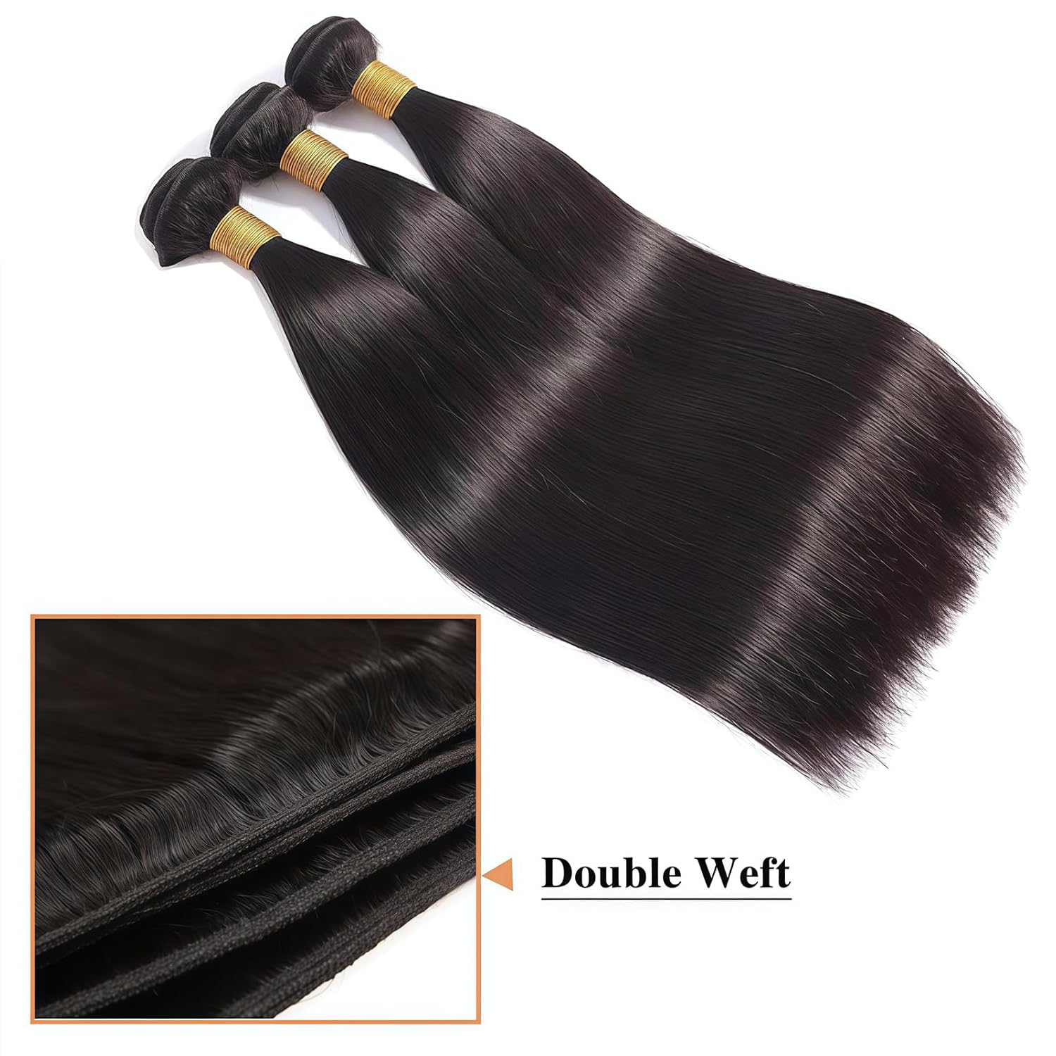 Straight Human Hair Bundles 14 16 18 Inch 3 Bundles Deal 10A Brazilian Virgin Hair 1B Natural Black Silky Soft