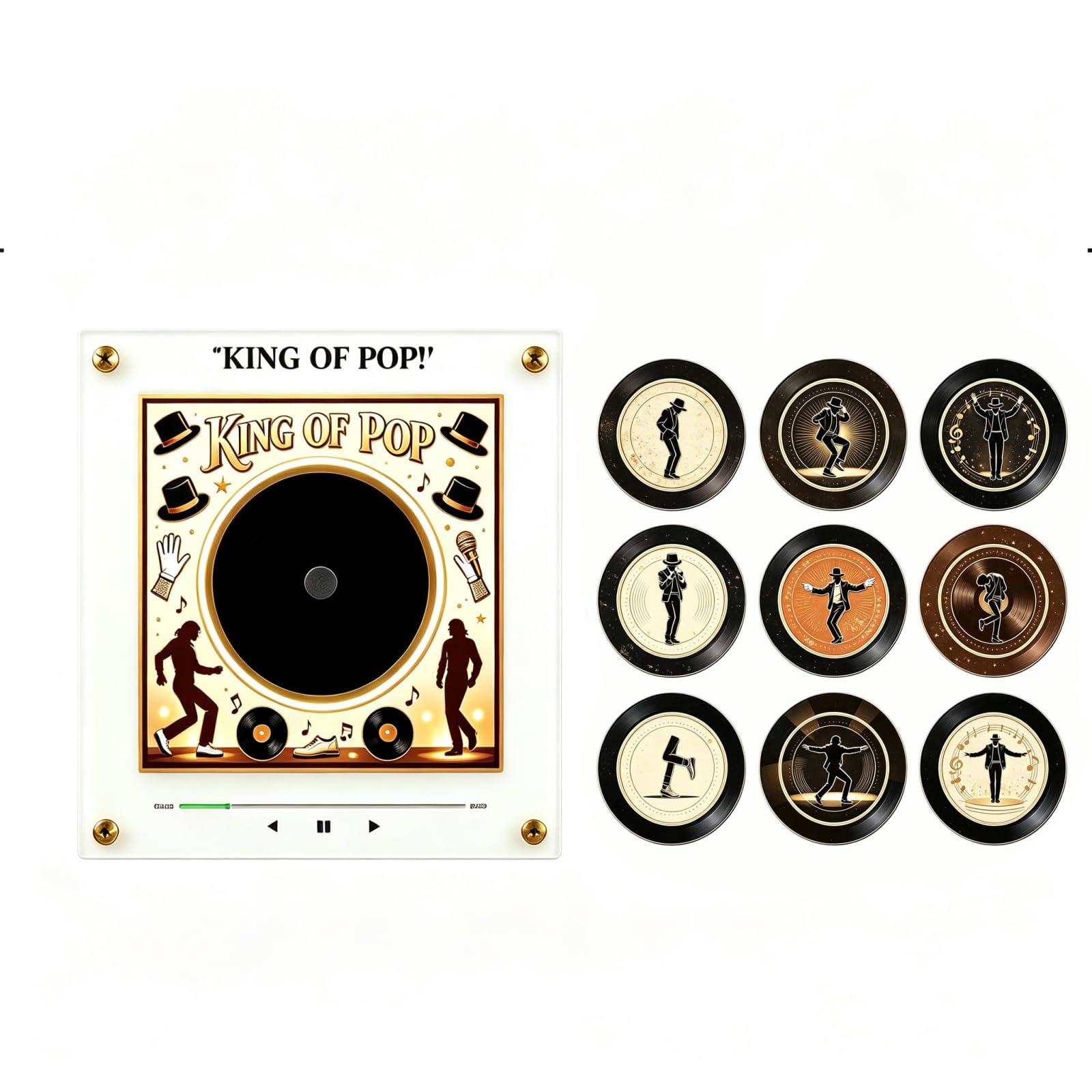 Michael Fridge Magnet Music Player Set with 9 NFC Style Discs Record Music