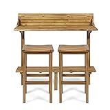 Acacia Wood Balcony Bar Set 3-Pcs
