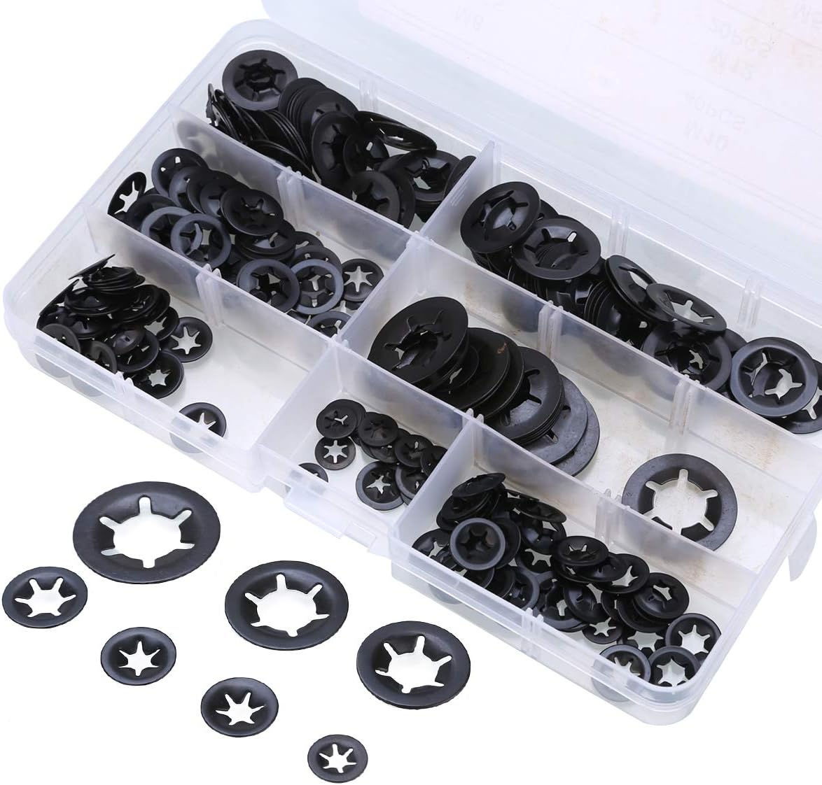 280PCS 7 Size Tooth Starlock Washers Kit Locking Washers Push On Speed