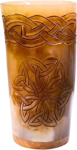 Viking Nordic - Juego de tazas de cuerno de buey auténtico, cuerno de buey, cuerno vikingo, para Mead Ale y cerveza, 10-14 onzas, juego de 1 pieza disponible en Yaxa Colombia