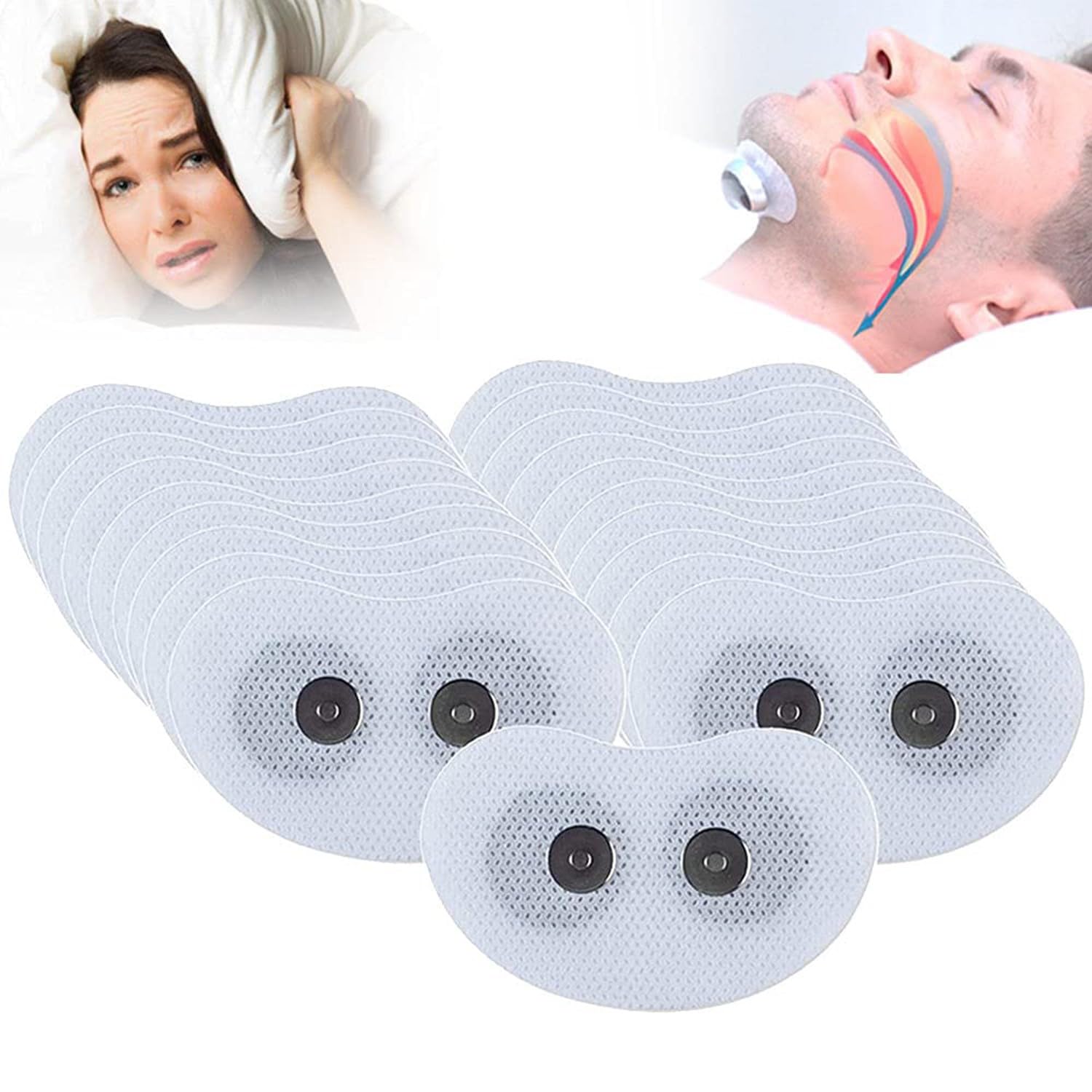 Leitfähige Streifen Aufkleber Magnetische Schnappgel Elektroden Pad Für Smart Anti Sleep Stop Schnarchen Geräte, Smart Sleep, Sleep Patches, Ersatzpflaster 60Pcs