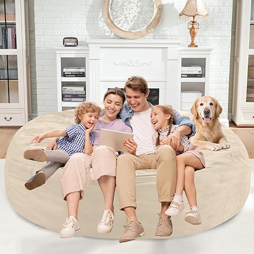 Miniatura 74 de Homguava Sillón tipo puf de 4 pies: Pufs de 4' con espuma viscoelástica rellena, grandes sillones tipo puf, sofá suave con funda de terciopelo Negro