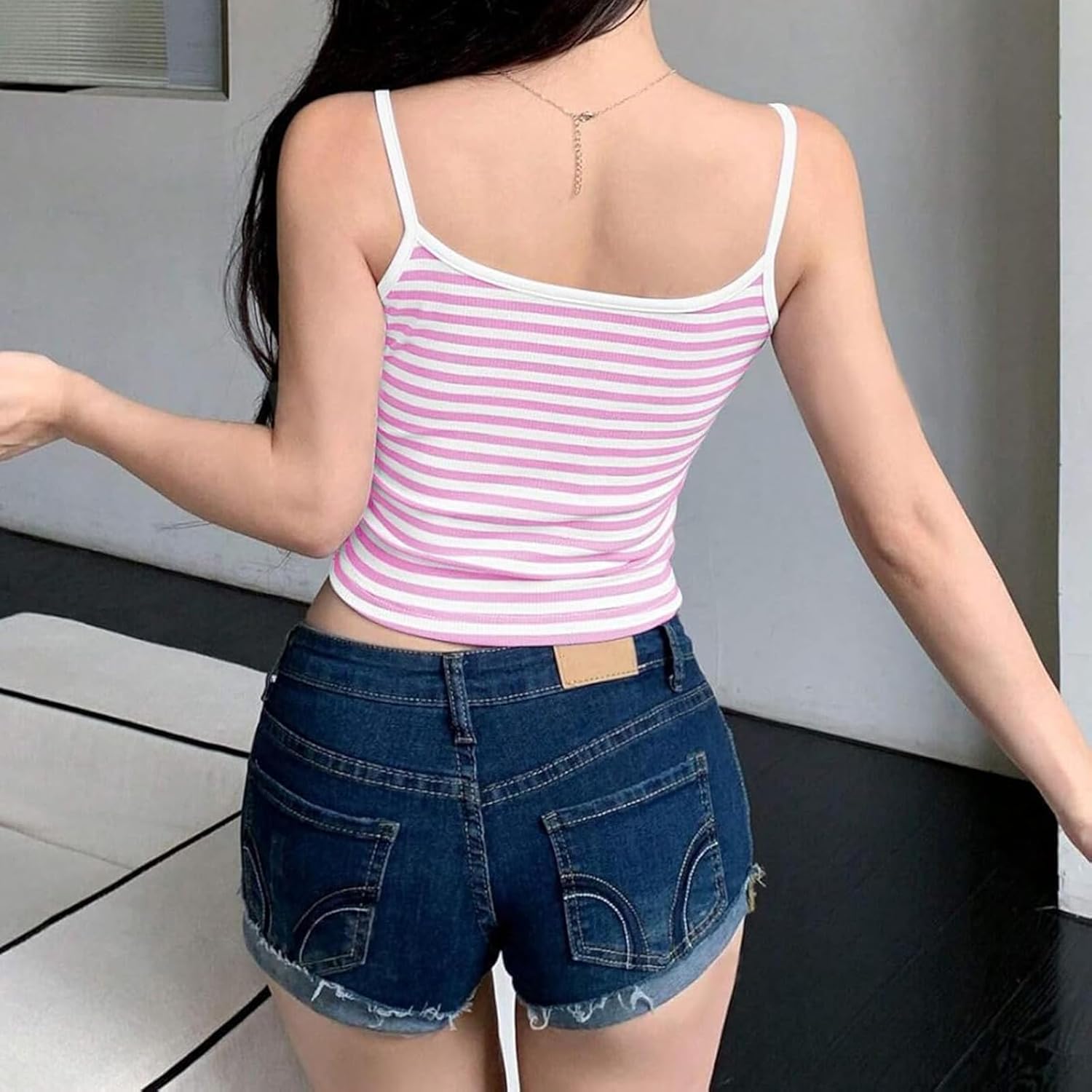 Women Striped Tank Top Y2k Summer Cropped Cami Slim Fit Aesthetic Going Out Tops Vest for Teens - Image 3