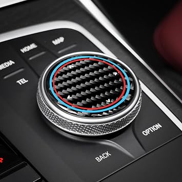 BETTERHUMZ Multimedia Knob Sticker for BMW G42 F44 F74 F78 M240i G20 G28 G22 G26 G29 330i 425i 430i G02 G01 G08 G05 G06 Carbon Fiber Center Console Interior Accessories 1.92inch