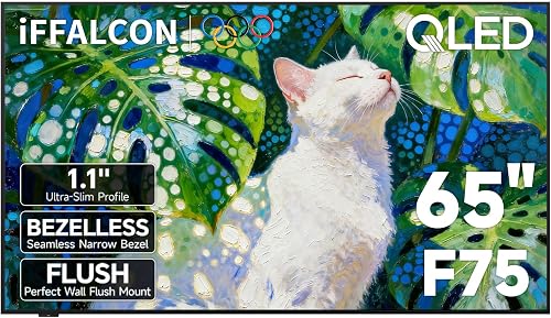 iFFALCON 65-Inch Class QLED 4K F75 Smart TV, Ultra-Slim 1.1'' Floating Picture Frame TV, Seamless Wall-Mount Installation | Dolby Vision IQ, 144Hz, Google TV, Alexa | Works w/Legacy Devices