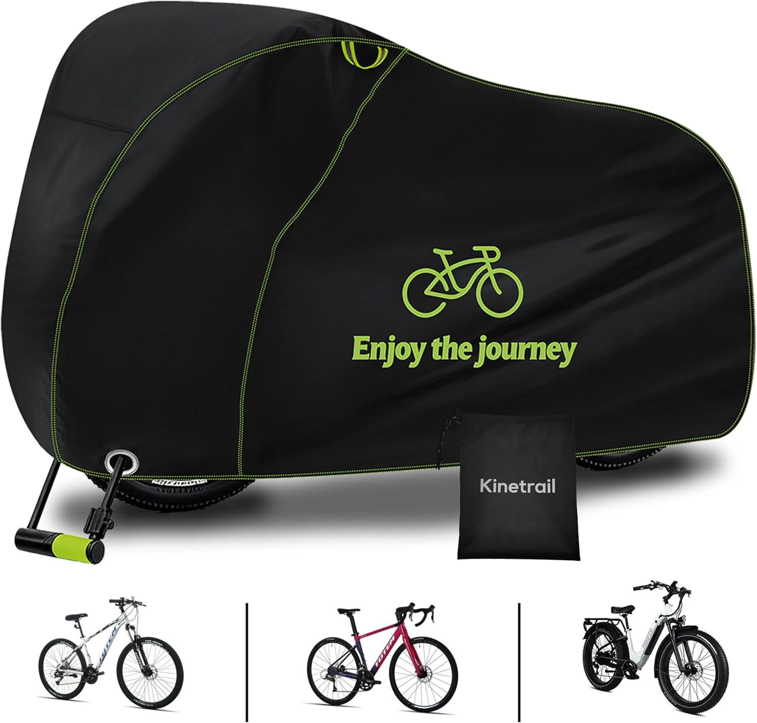 Bike Cover for 1 Bike Waterproof Outdoor, Ebike Cover Rain Sun UV Dust Wind Proof, Bicycle Covers Outdoor Storage with Lock Hole for Electric Bike Mountain Road Bikes