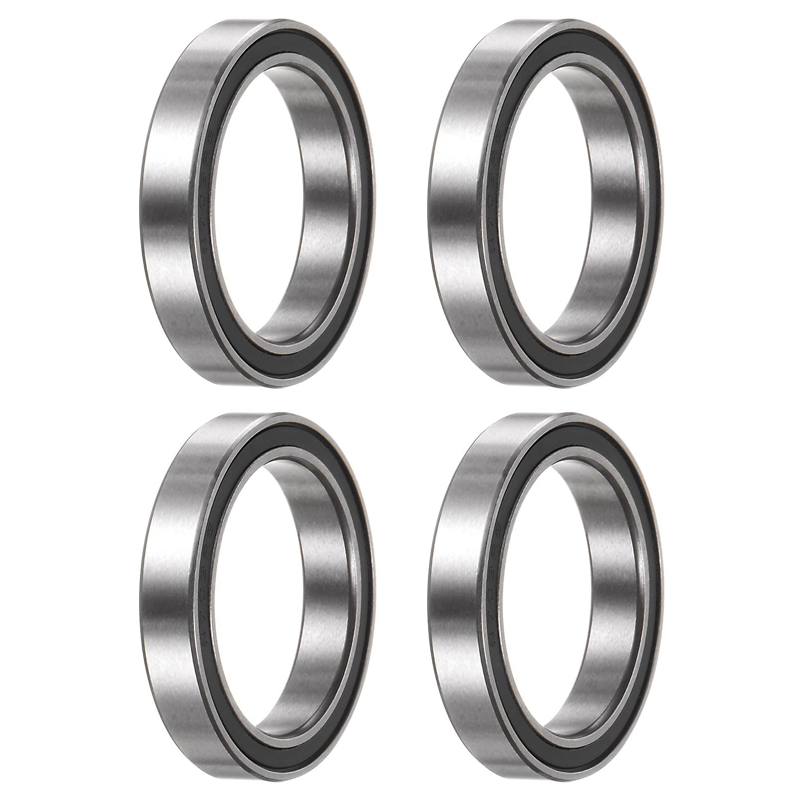 sourcing map 4 szt. łożyska zwykłe 6703-2RS, 17 x 23 x 4mm Z2 podwójnie gumowane łożyska ze stali chromowo-niklowej, czarne