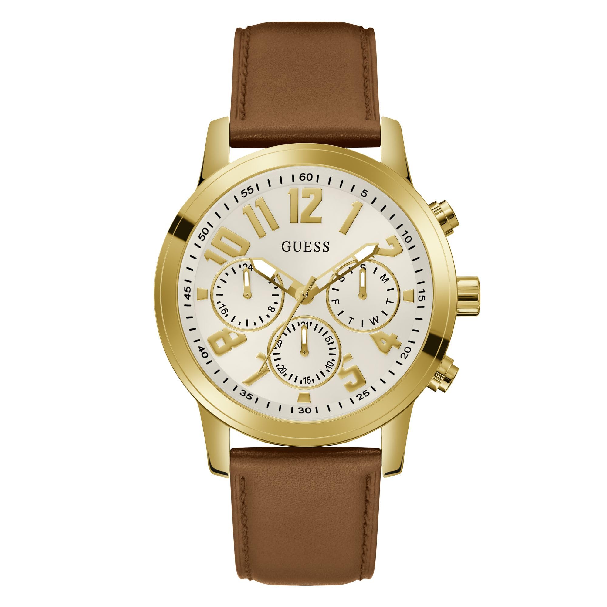 GUESS Analog White Dial Mens Leather Brown Band Watch-Gw0709G2 (B0CVZ7JTKT) Amazon Price History, Amazon Price Tracker