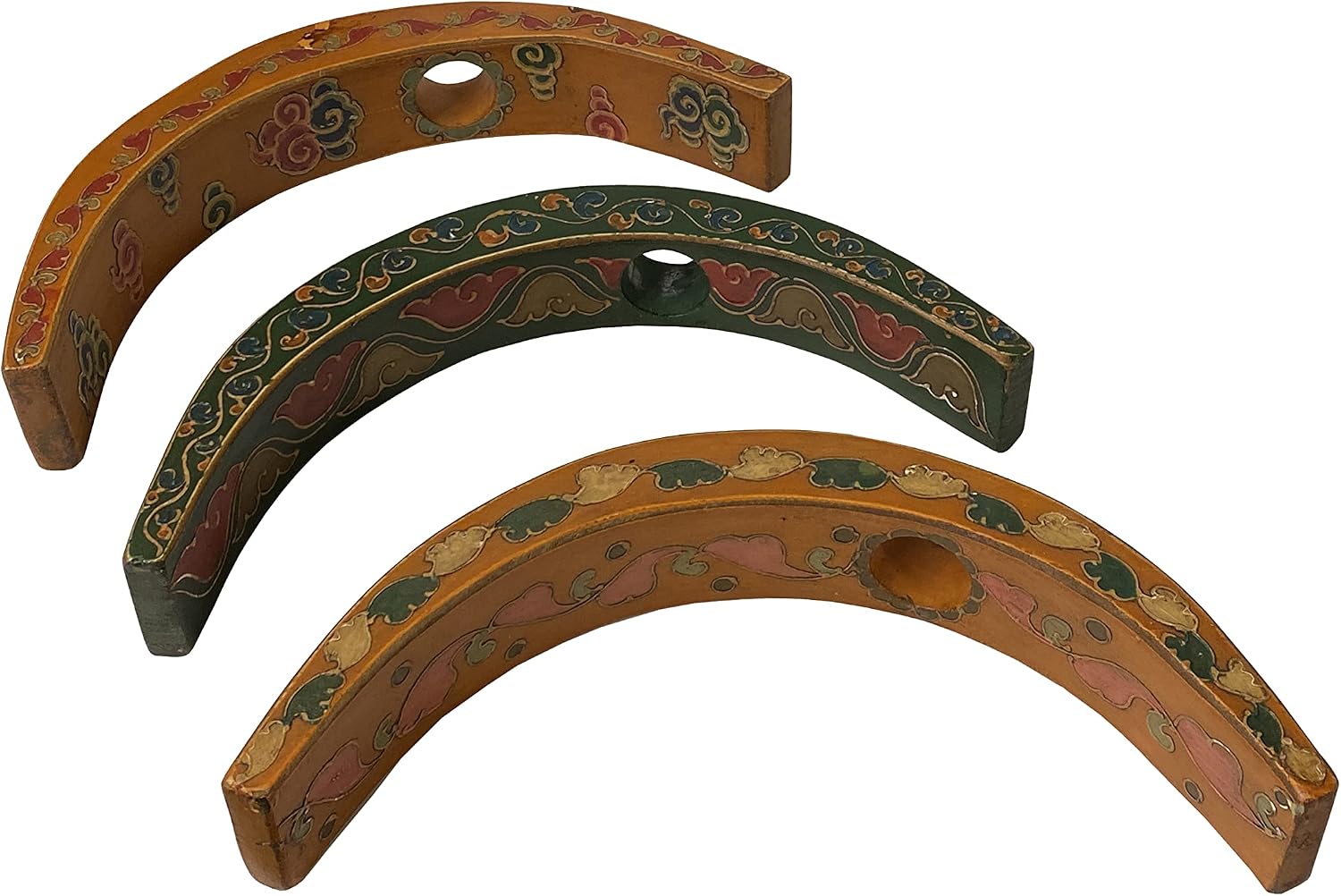 Lot of 3 Arch Shape Color Graphic Wood Wine Bottle Display Racks Aws2436