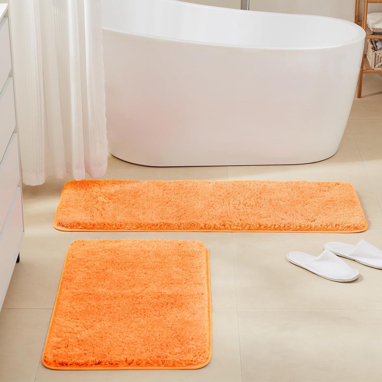 TECHMILLY Super Soft Shaggy Bathroom Rugs Sets 2 Piece