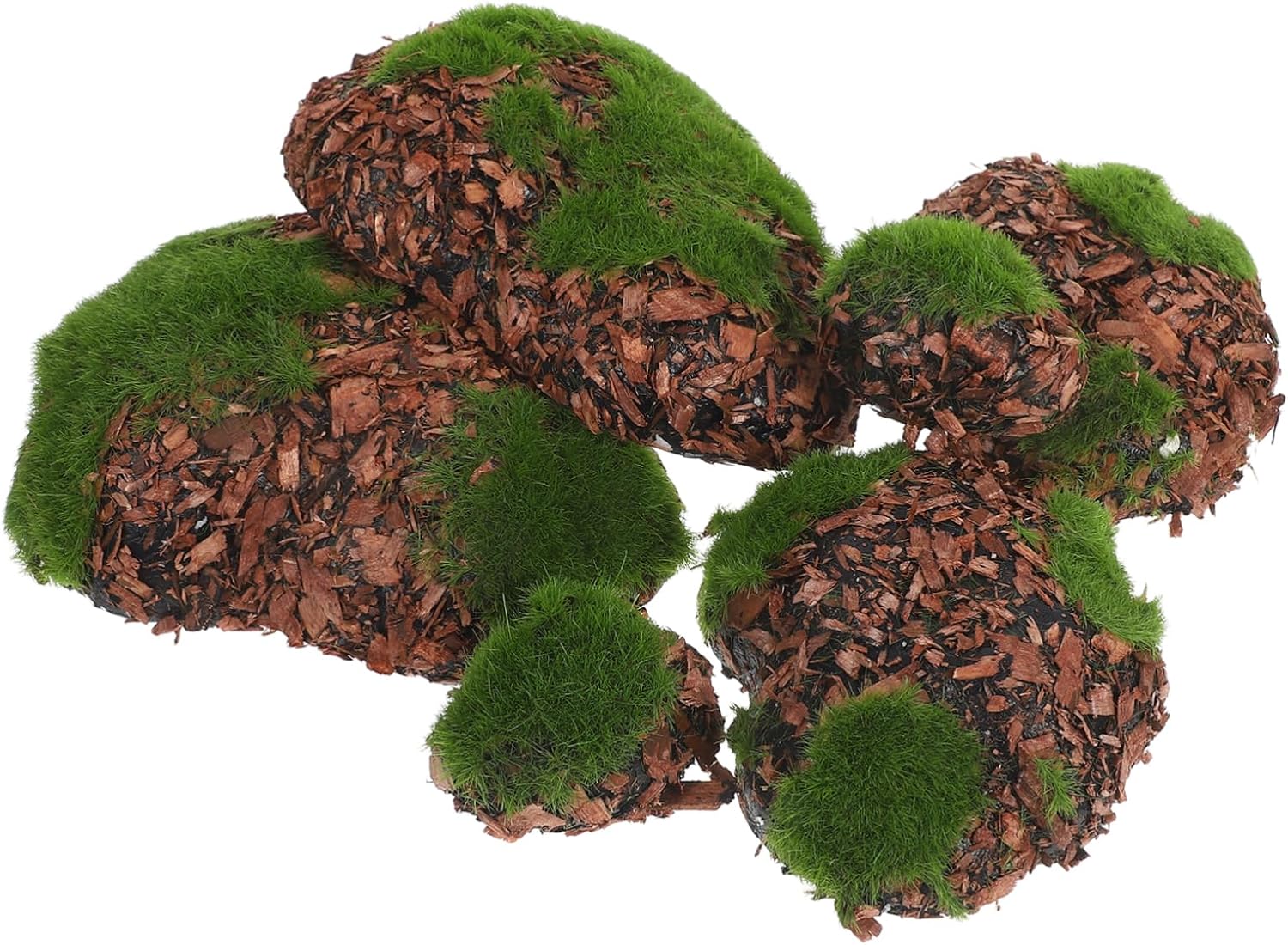 Sosoport 6pcs Realistic Faux Moss Rocks for Floral Arrangements Lightweight Decorative Stones for Gardens and Home Decor
