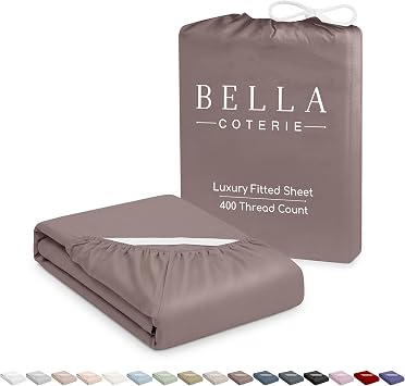 Bella Coterie | Luxury Bamboo Viscose Twin Size Fitted Sheet Only | Organically Grown | Cooling For Hot Sleepers | Ultra Soft | 18" Deep Pocket | With Corner Straps [Mocha]
