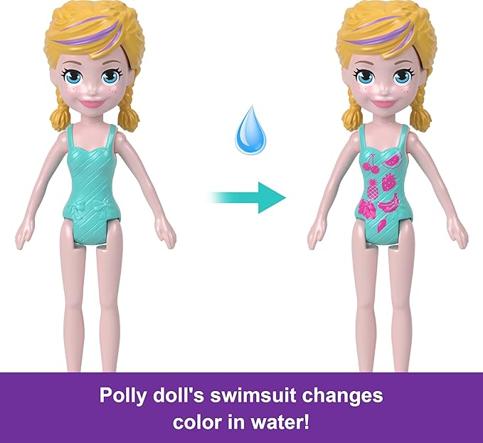 Polly Pocket Portable Boat Playset with Water Play and Color Change Accessories, Unicorn Dream Cruise Includes 1 Doll and 23 Total Pieces (Amazon Exclusive)
