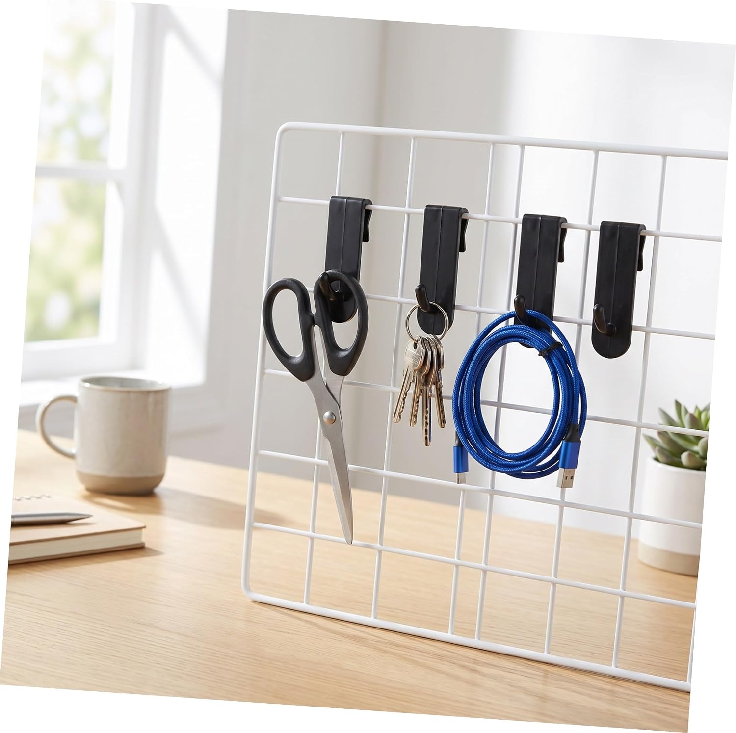 BESTOYARD 35pcs Black Grid Wall Hooks for Wire Shelf Hanging, Plastic Grid Panel Hooks with Smooth Burrfree Surface, Sturdy and Versatile Use for Merchandising Store and Home Organization