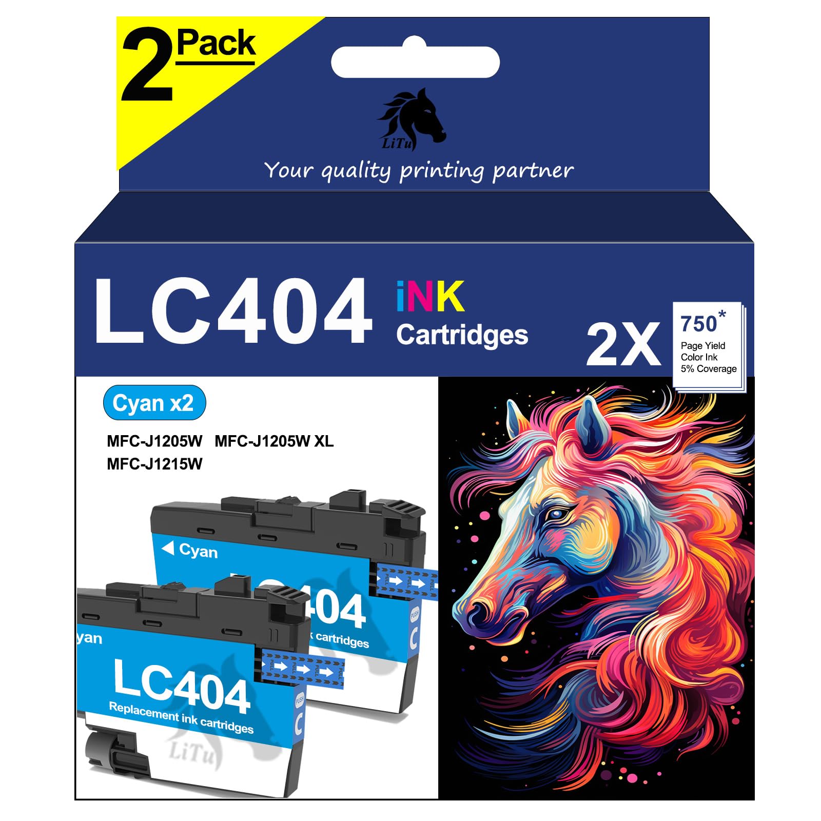 LiTuhorse Compatible LC404CS LC404 Cyan Ink Cartridges for Brother LC404C LC404-C LC 404C LC404XLC LC-404 LC404 C Ink Cartridges for Brother Printer
