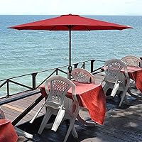 Vista 8 de YSSOA Sombrilla de patio de 9 pies con 8 varillas resistentes, paquete de 2 unidades de 9 pies, color rojo, paquete de 2