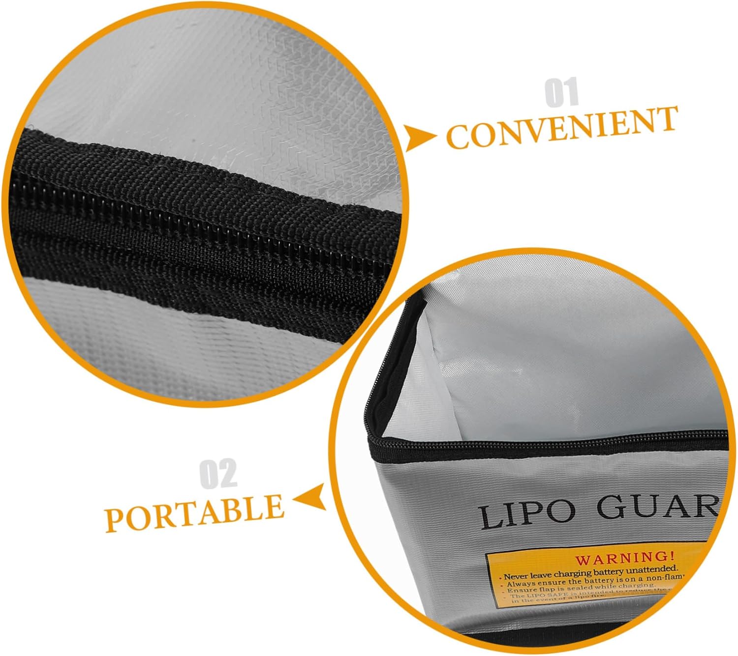 ORFOFE Fireproof Lithium Battery Storage Bag Lightweight Battery Organizer for Safe Charging Transit Storage Protection for Lithium Batteries and Drone Accessories
