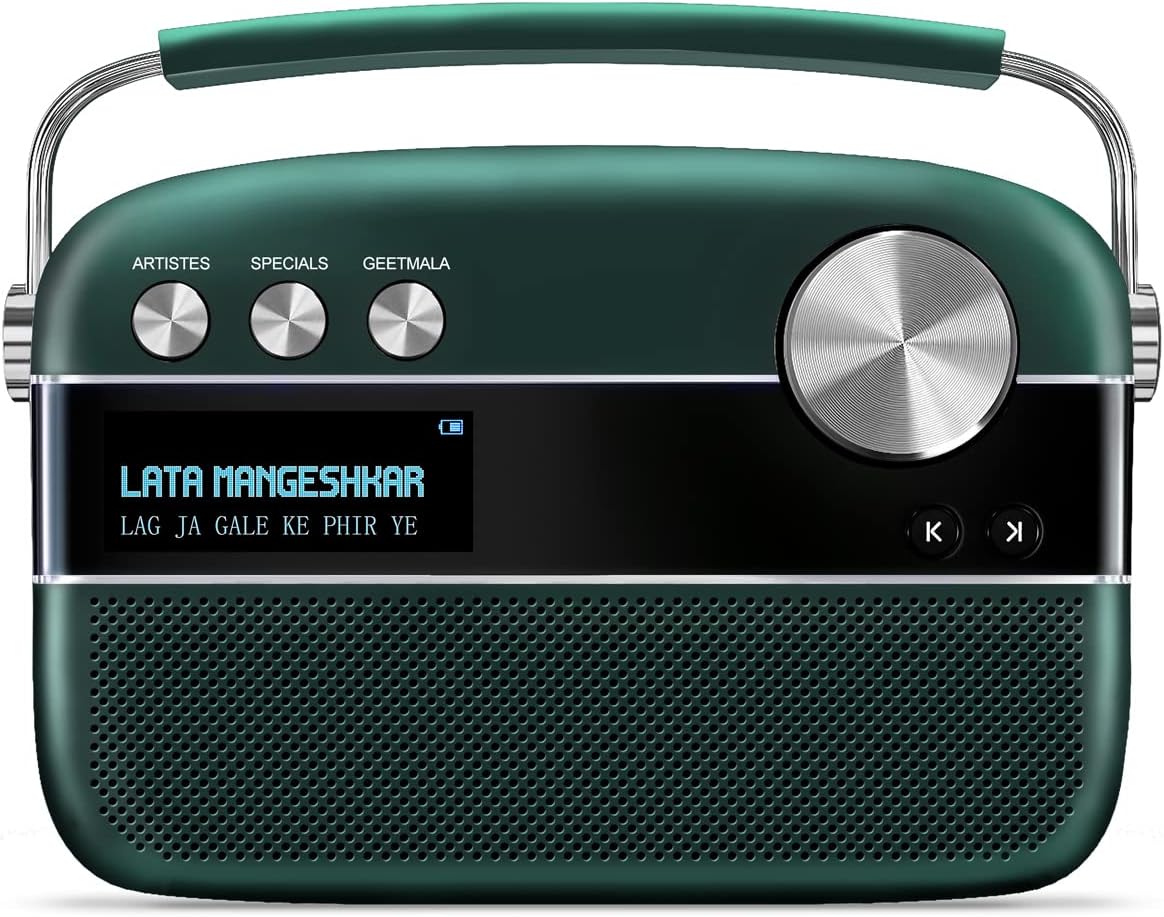 - Saregama Carvaan Premium Hindi - Portable Music Player with 5000 Preloaded Songs, FM/BT/AUX (Emerald Green)