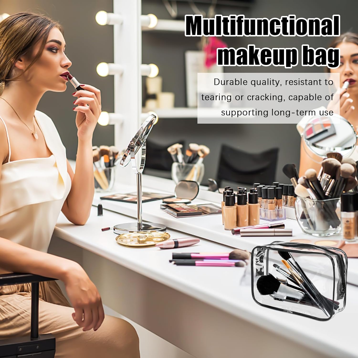 15 PCS Transparent Cosmetic Bags Clear Toiletry Bags Waterproof Makeup Bags PVC Plastic Zippered Organizer Cases for Travel Vacation Bathroom - Image 7