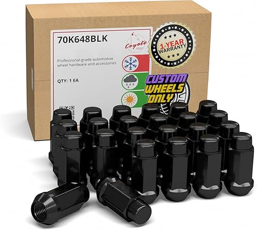 Wheel Accessories Parts 24 piezas M14x1.5 14x1.5 rosca Bulge Bellota 1.90" tuercas largas negras 3/4" 0.748 in hexagonales para Chevy Silverado GMC