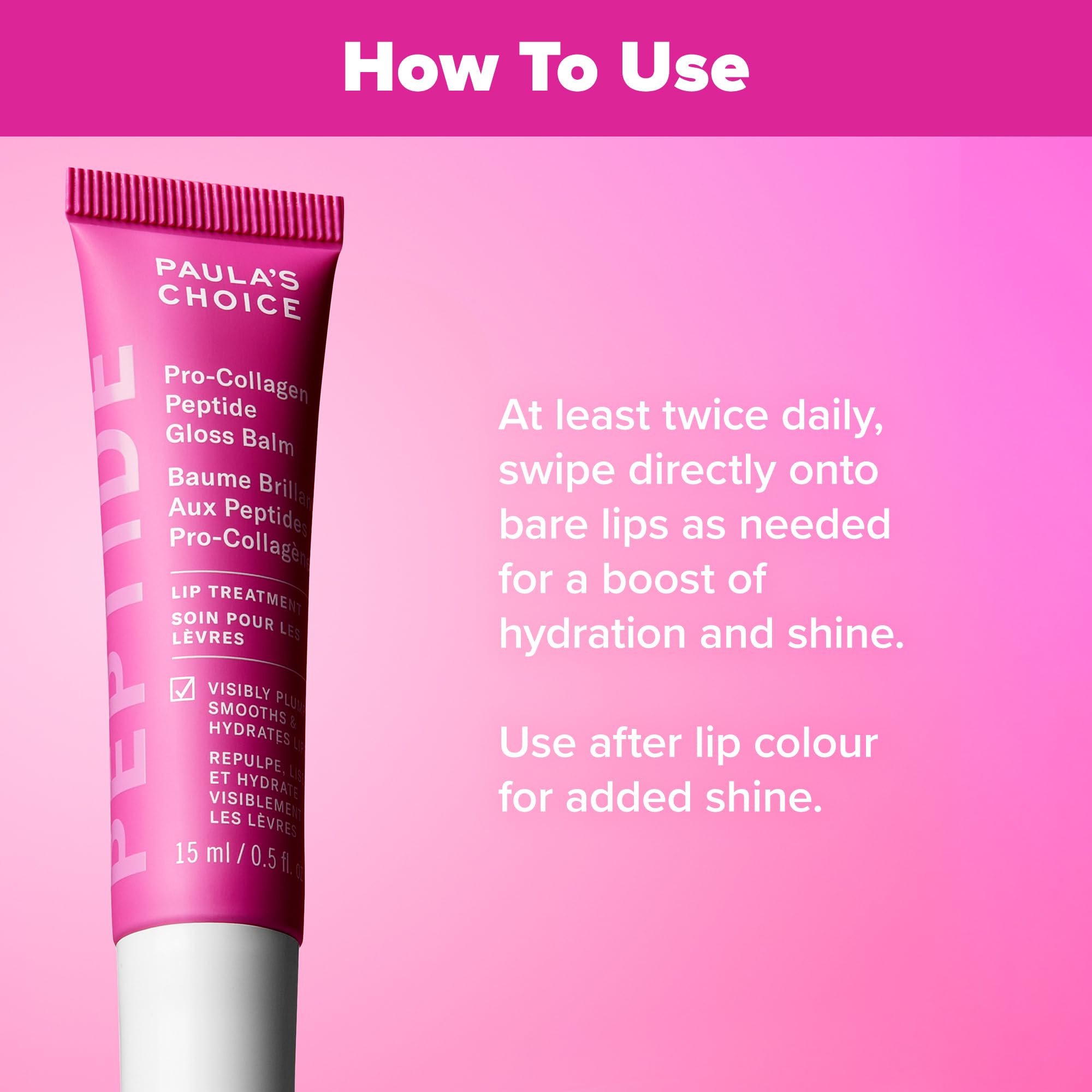 Paula's Choice Pro-Collagen Peptide Gloss Lip Balm, Hydrates & Smooths Lips, Sheer & Glossy Finish for Fuller Lips, Sheer Tint, Non-Sticky, Cruelty-Free